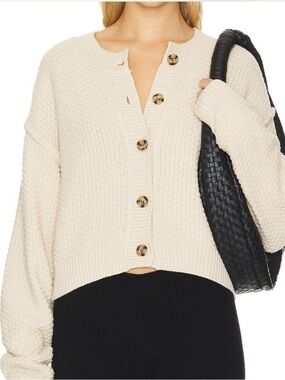 Free People Lila Cream Button-Front Knit Cardigan